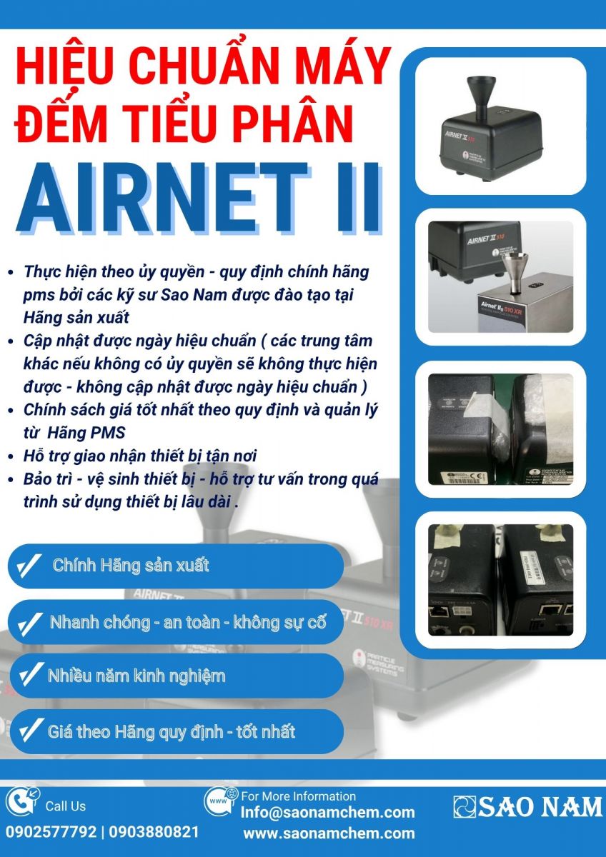 HIỆU CHUẨN MÁY ĐẾM TIỂU PHÂN AIRNET SAO NAM 