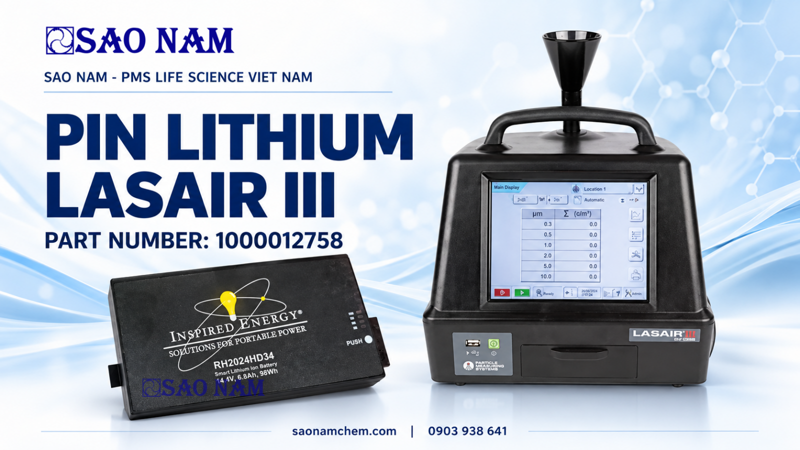 Pin lasair iii 1000012758 sao nam – Pin Lithium cho máy đếm tiểu phân LASAIR III . PART NUMBER 1000012758 (luôn có sẵn) Pin lasair iii 1000012758 sao nam – Pin Lithium cho máy đếm tiểu phân LASAIR III . PART NUMBER 1000012758 (luôn có sẵn)