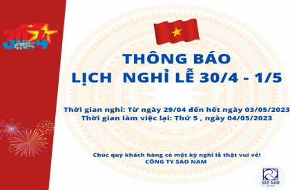 Thông Báo Lịch Nghỉ lễ LỄ 30/4 - 1/5 